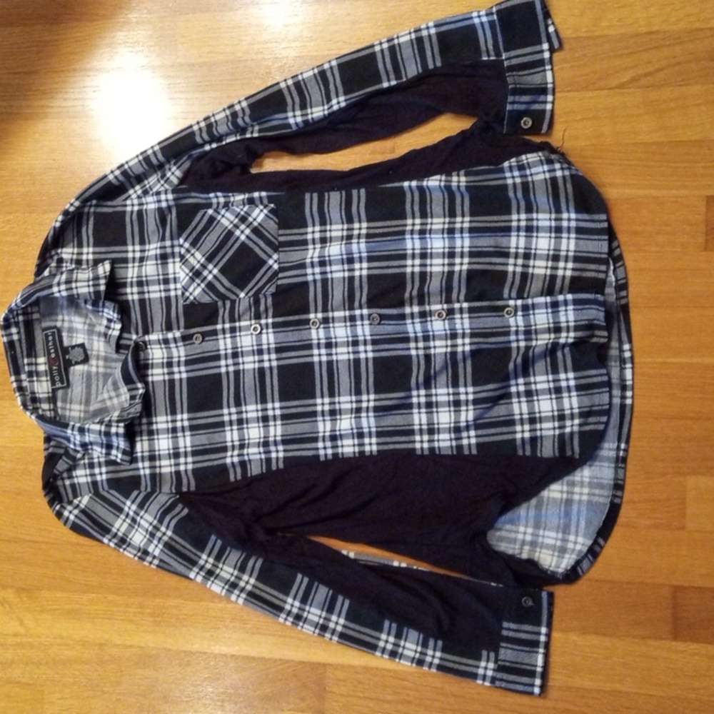 Y2K Black and White Plaid Women's Top 1X